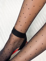 Pretty Polly Pin Spot 10 Denier Gloss Black Tights 2 Pack - Image 5 of 7