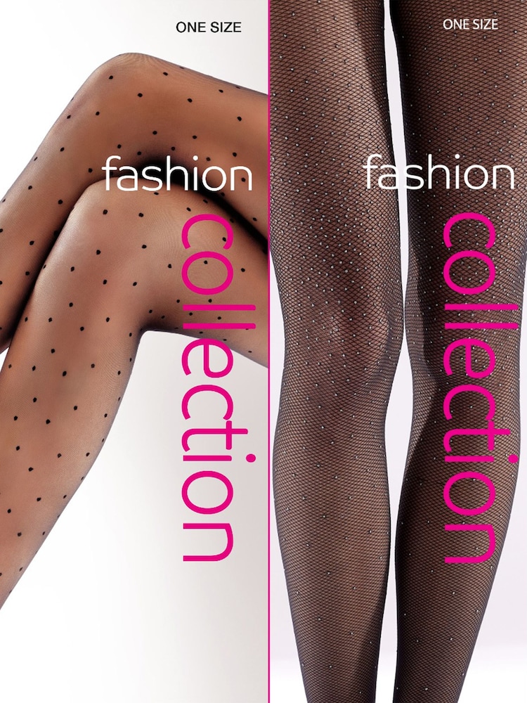 Pretty Polly Pin Spot Black Gloss 10 Denier Tights 2 Pack - Image 8 of 8 Pretty Polly Pin Spot Black Gloss 10 Denier Tights 2 Pack - Image 8 of 8