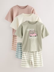 Mid Natural Stripe Transport Short Pyjamas 3 Pack (9mths-8yrs) - Image 5 of 7