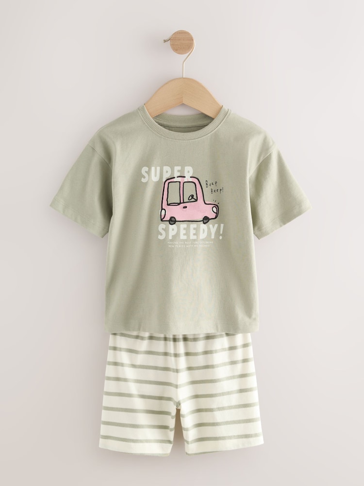 Mid Natural Stripe Transport Short Pyjamas 3 Pack (9mths-8yrs) - Image 7 of 7