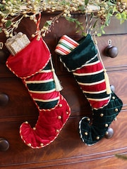 Dibor Red His and Hers Jingle Bell Christmas Stocking - Image 4 of 4