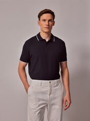 Hawes & Curtis Blue Tipped Mercerised Cotton Polo Shirt - صورة 1 من 4