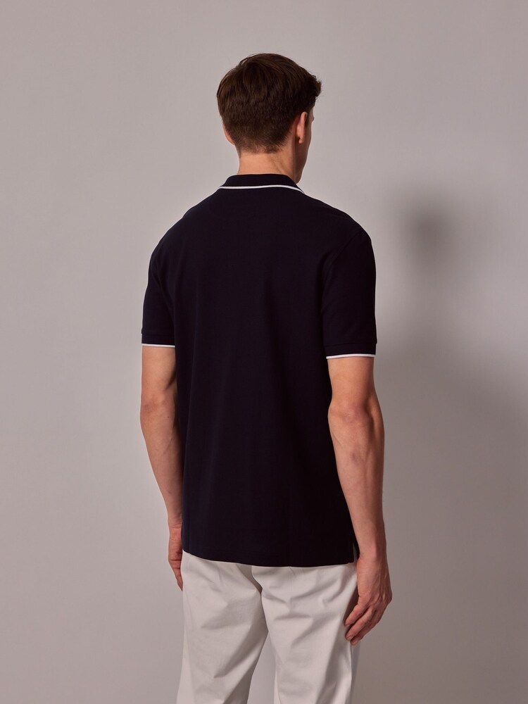 Hawes & Curtis Blue Tipped Mercerised Cotton Polo Shirt - صورة 2 من 4