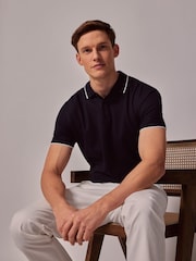 Hawes & Curtis Blue Tipped Mercerised Cotton Polo Shirt - صورة 4 من 4