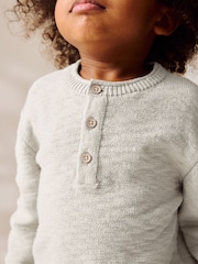 Neutral Knitted Henley Jumper (3mths-7yrs) - Image 2 of 3