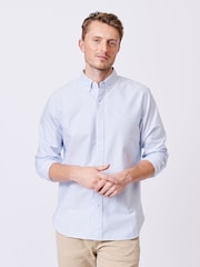 Aubin Blue Stripe Alder Oxford 100% Cotton Shirt - Image 1 of 7