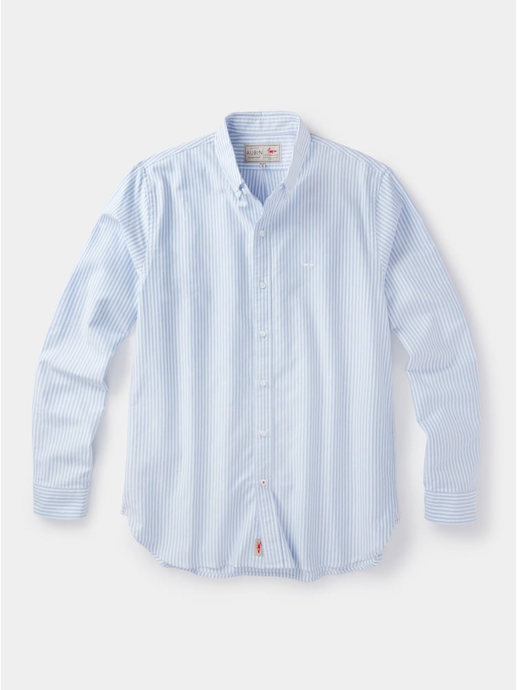 Aubin Blue Stripe Alder Oxford 100% Cotton Shirt - Image 7 of 7