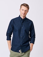 Aubin Blue Navy Alder Oxford 100% Cotton Shirt - Изображение 1 из 7