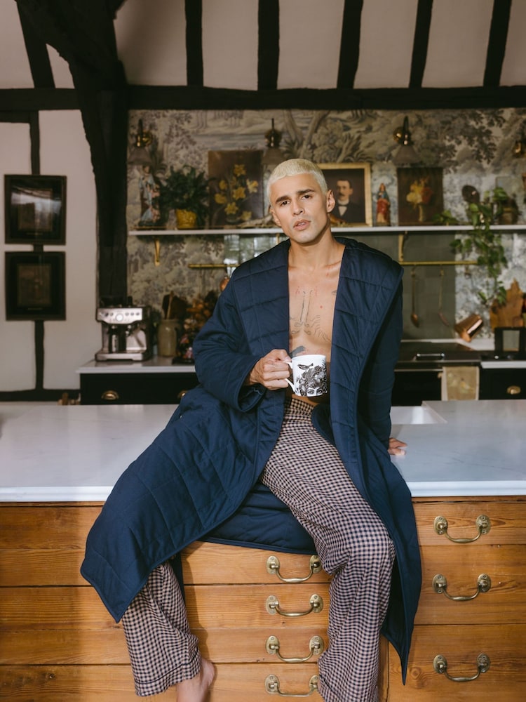 Chelsea Peers Blue Quilted Maximalist Dressing Gown - Image 1 of 5
