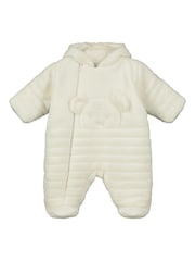 Emile Et Rose Natural Deep Pile Fleece Pramsuit With 3D Teddy - Image 2 of 4