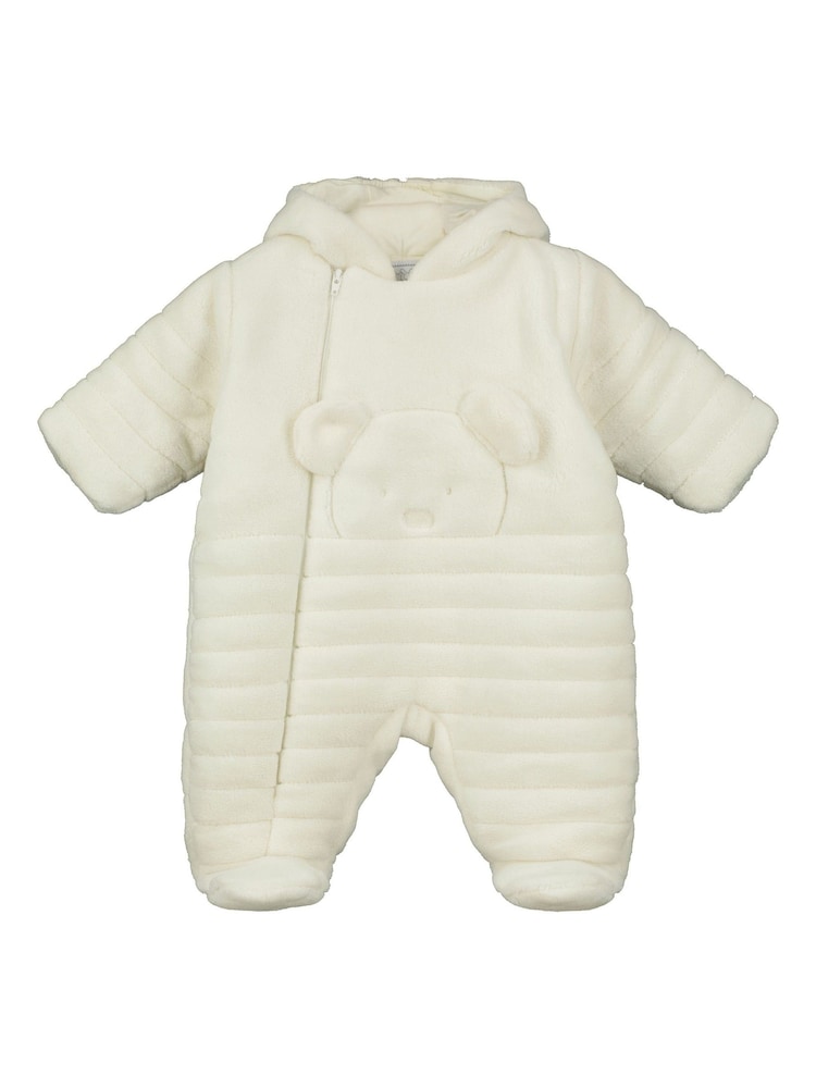 Emile Et Rose Natural Deep Pile Fleece Pramsuit With 3D Teddy - Image 2 of 4