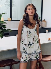 B by Ted Baker 100% Cotton White Floral Shorts Set - Image 1 of 4
