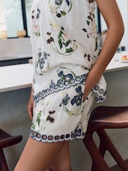 B by Ted Baker 100% Cotton White Floral Shorts Set - Image 3 of 4