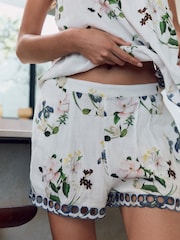 B by Ted Baker 100% Cotton White Floral Shorts Set - Image 4 of 4