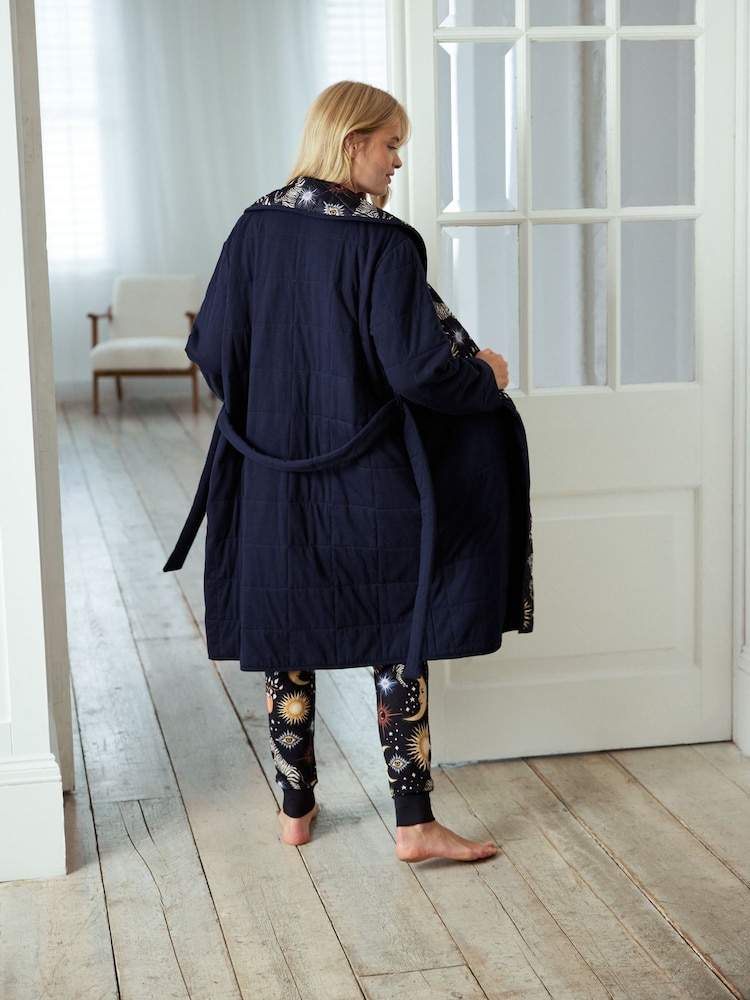 Chelsea Peers Blue Quilted Maximalist Dressing Gown - Image 2 of 5 Chelsea Peers Blue Quilted Maximalist Dressing Gown - Image 2 of 5