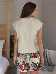 B by Ted Baker Ecru Snake Floral Cotton Viscose Short Set Pyjamas - Image 3 of 7