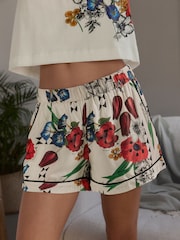 B by Ted Baker Ecru Snake Floral Cotton Viscose Short Set Pyjamas - Image 6 of 7