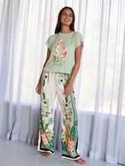 B by Ted Baker Green Floral Satin Jersey Short Set Pyjamas - Bild 1 von 12