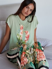 B by Ted Baker Green Floral Satin Jersey Short Set Pyjamas - Bild 2 von 12