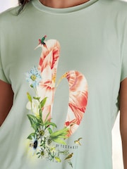 B by Ted Baker Green Floral Satin Jersey Short Set Pyjamas - Bild 4 von 12