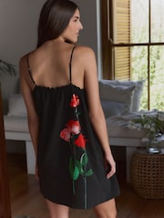 B by Ted Baker Crinkle Slip Black Rose Dress - Image 2 of 10