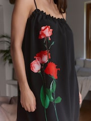 B by Ted Baker Crinkle Slip Black Rose Dress - Image 3 of 10