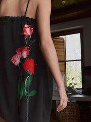B by Ted Baker Crinkle Slip Black Rose Dress - Image 4 of 10