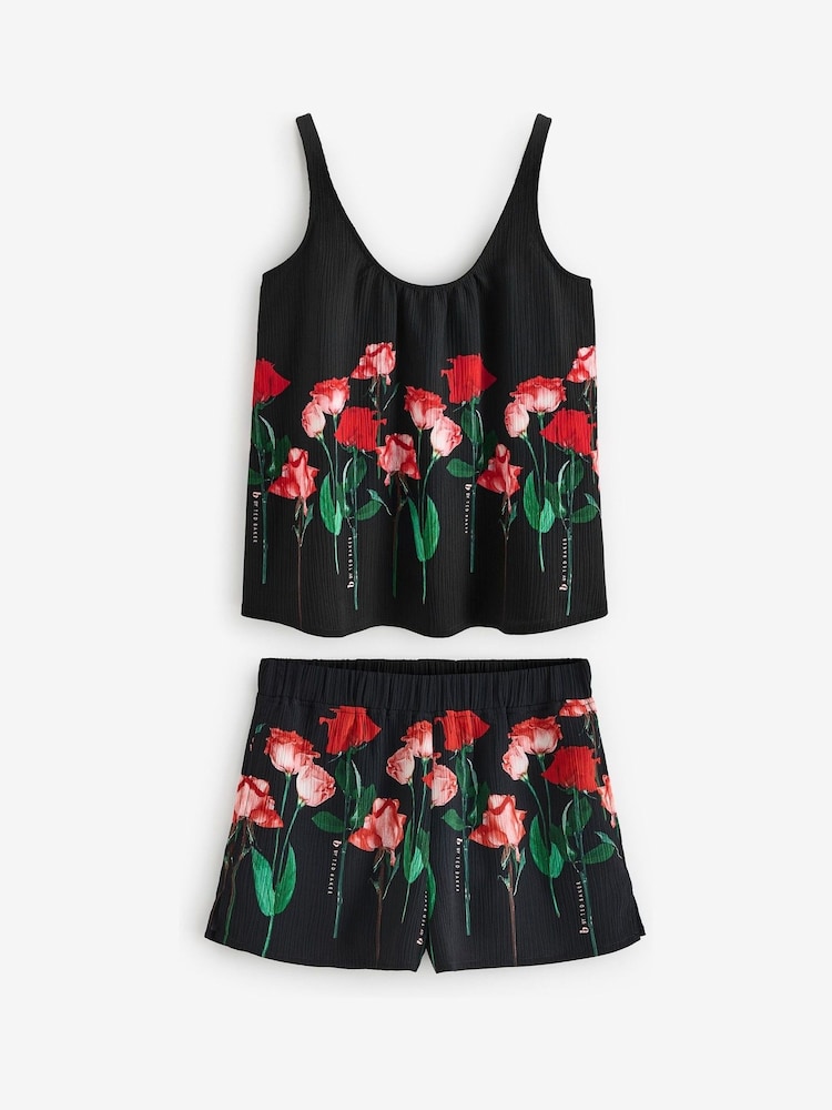 B by Ted Baker Zwart kreukel roze shorts set - Image 7 of 11