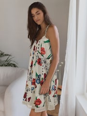 B by Ted Baker Ecru Floral Viscose Ladder Trim Slip - Imagen 1 de 9