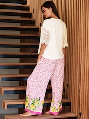 B by Ted Baker Pink Lemon Viscose Cotton Pyjamas - Image 3 of 8