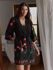 B by Ted Baker Crinkle Black Rose Robe - Image 1 of 4