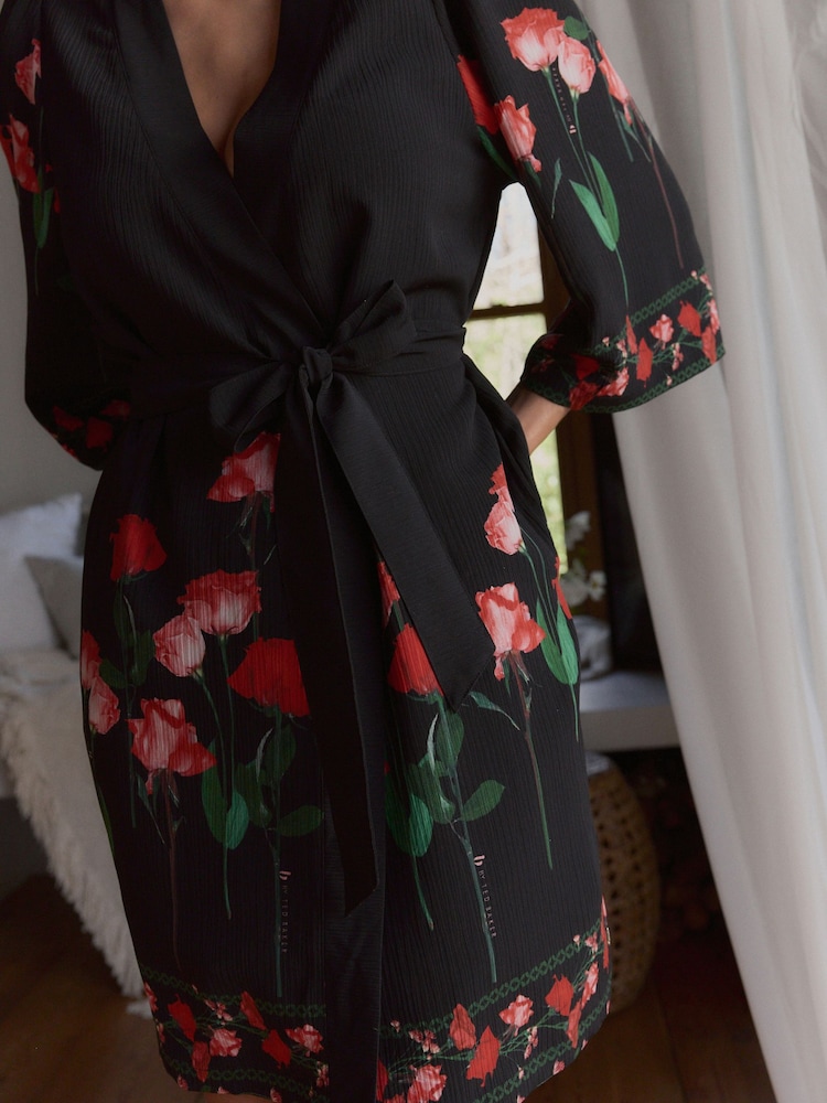 B by Ted Baker Crinkle Black Rose Robe - Image 4 of 4
