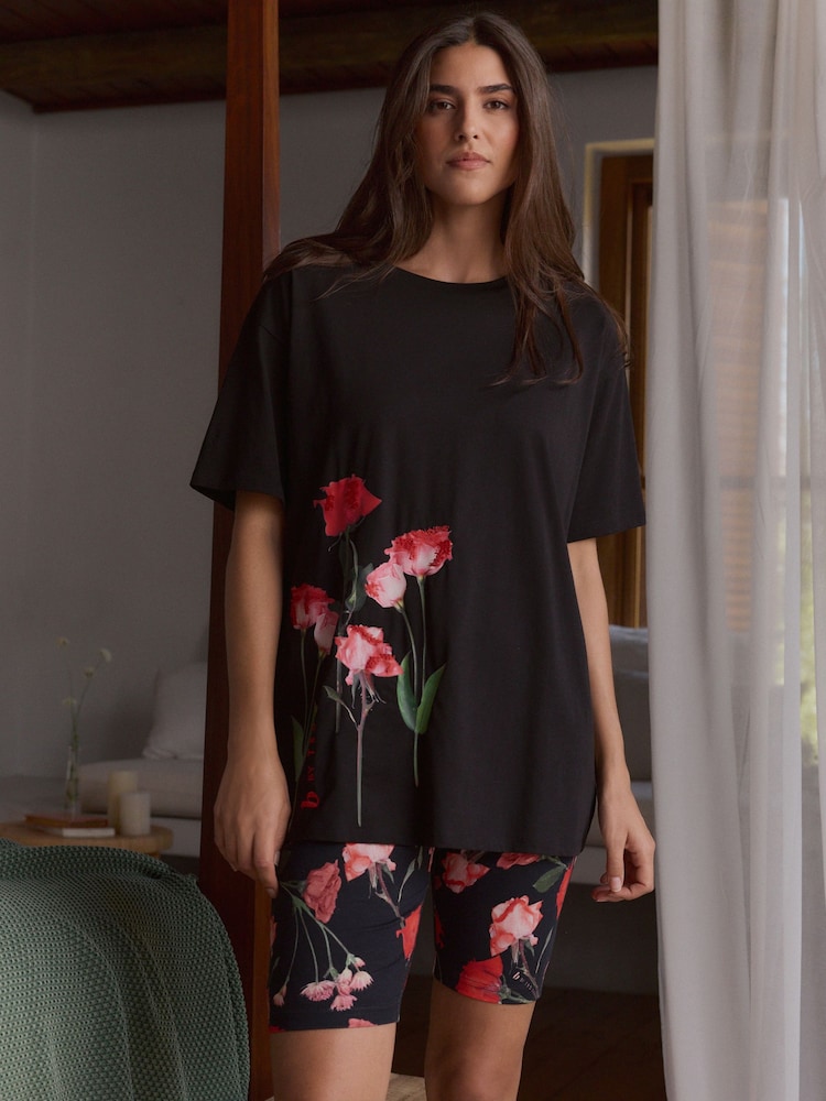 B by Ted Baker Cycling Short Set Black Rose Pyjamas - Image 1 of 5