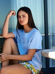 B by Ted Baker Blue Lemon Cotton Short Pyjamas Set - Image 2 of 6