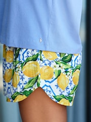 B by Ted Baker Blue Lemon Cotton Short Pyjamas Set - Image 5 of 6