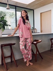 B by Ted Baker Pink Rose Floral Satin Jersey Mix Pyjamas - Bild 1 von 11
