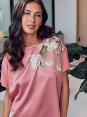 B by Ted Baker Pink Rose Floral Satin Jersey Mix Pyjamas - Bild 3 von 11