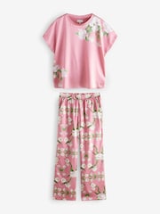 B by Ted Baker Pink Rose Floral Satin Jersey Mix Pyjamas - Bild 6 von 11