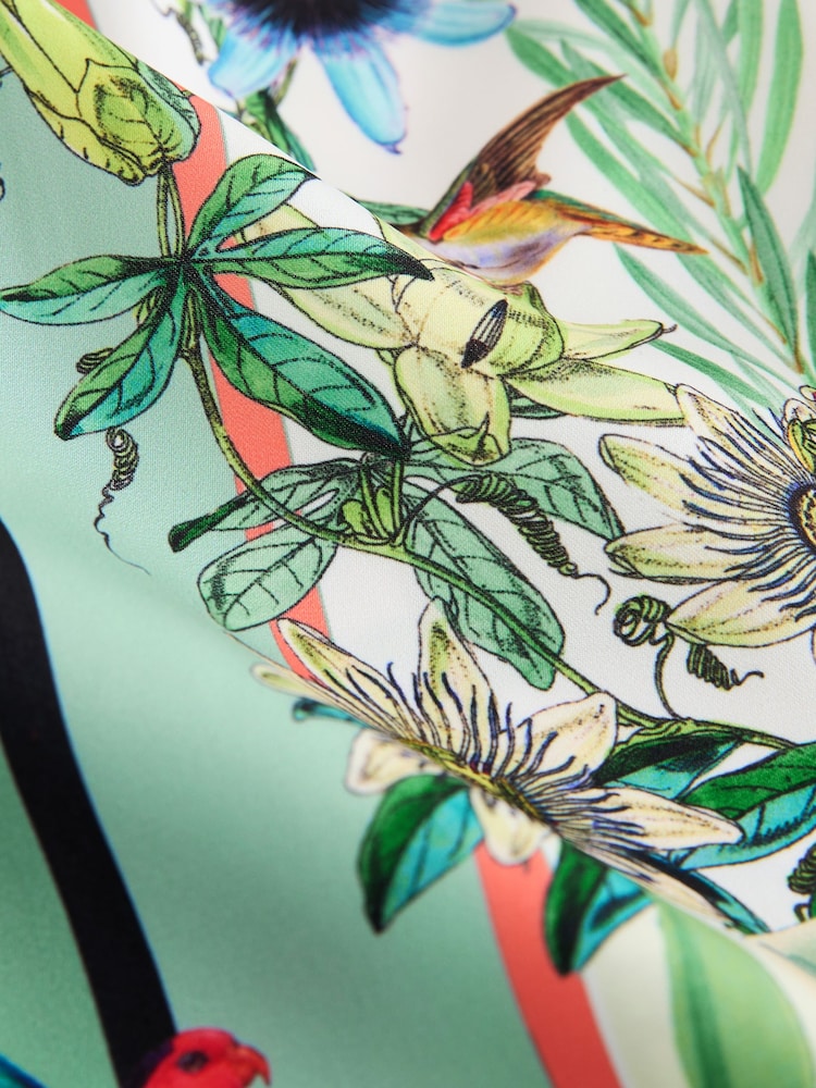 B by Ted Baker Green Floral Satin Button Through Pyjamas - Image 12 of 12