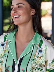 B by Ted Baker Green Floral Satin Button Through Pyjamas - Image 4 of 12