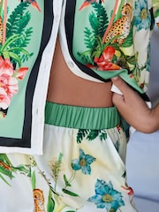 B by Ted Baker Green Floral Satin Button Through Pyjamas - Image 5 of 12