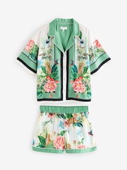 B by Ted Baker Green Floral Satin Button Through Pyjamas - Image 7 of 12