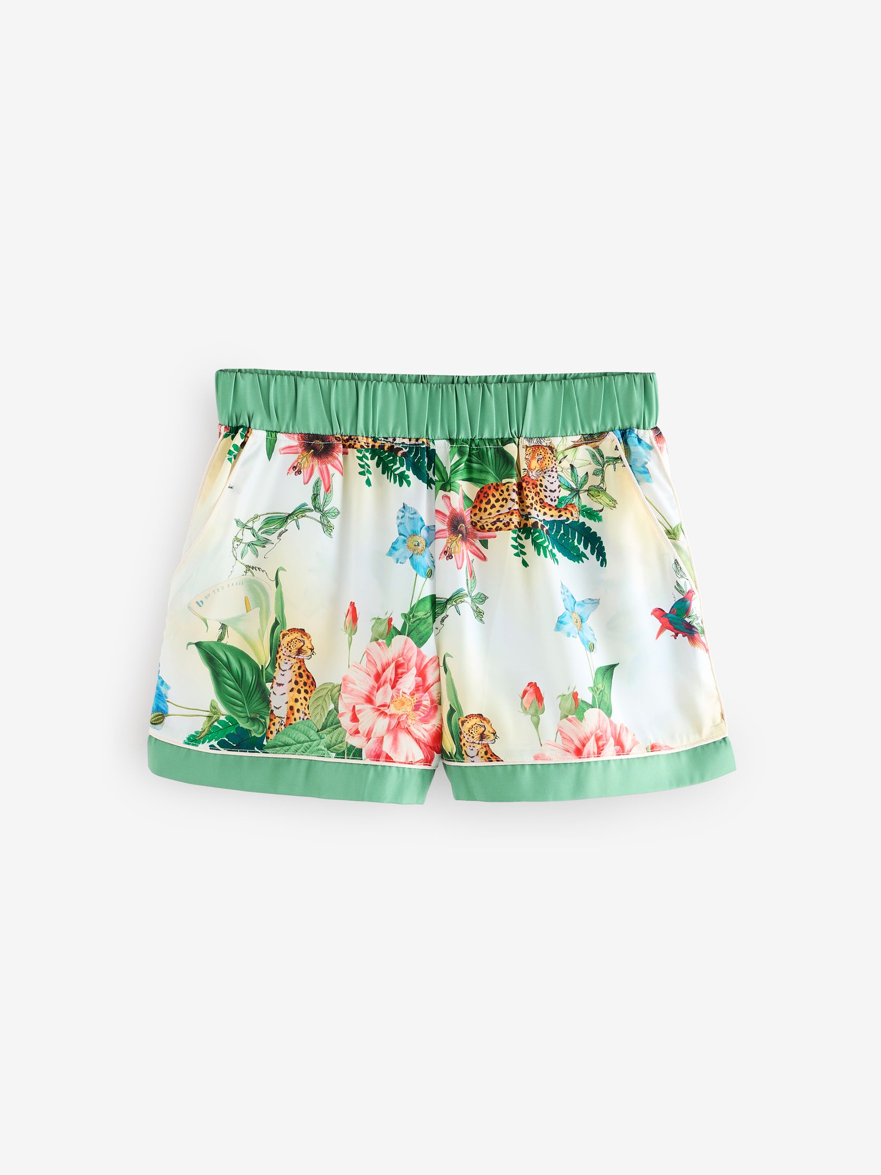 関税込み★B by Ted Baker★サテン ボタンスルー ルームウェア Next：日本 B by Ted Baker グリーン 花柄 サテン ボタンスルー