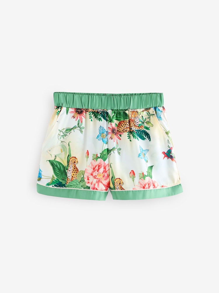 B by Ted Baker Green Floral Satin Button Through Pyjamas - Image 9 of 12