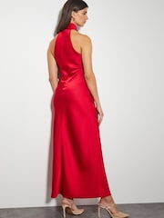 Monsoon Red Jodie Halter Satin Maxi Dress - Image 3 of 4