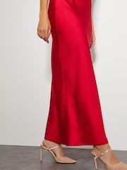Monsoon Red Jodie Halter Satin Maxi Dress - Image 4 of 4