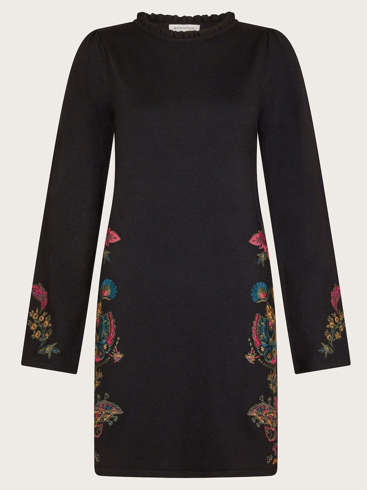 Monsoon Black Elle Embroidered Tunic Dress - Image 6 of 6