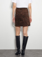 Monsoon Brown Aida Leopard Print Button Mini Skirt - Image 3 of 6
