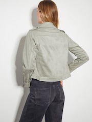 Monsoon Pink Birdy Suedette Biker Jacket - Image 3 of 6