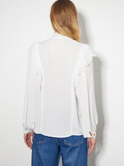 Monsoon Natural Cassie Broderie Frill Tie-Neck Blouse - Image 3 of 6